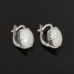 Серьги перламутр белый Индонезия (серебро 925 пр. родир. бел.)
