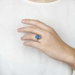 Кольцо лабрадор Мадагаскар (серебро 925 пр. оксидир.) размер 18