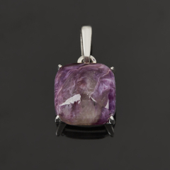 Кулон чароит Россия (серебро 925 пр. родир. бел.) квадрат