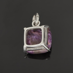 Кулон чароит Россия (серебро 925 пр. родир. бел.) квадрат