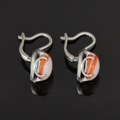 Серьги сердолик Ботсвана (серебро 925 пр. родир. бел.)