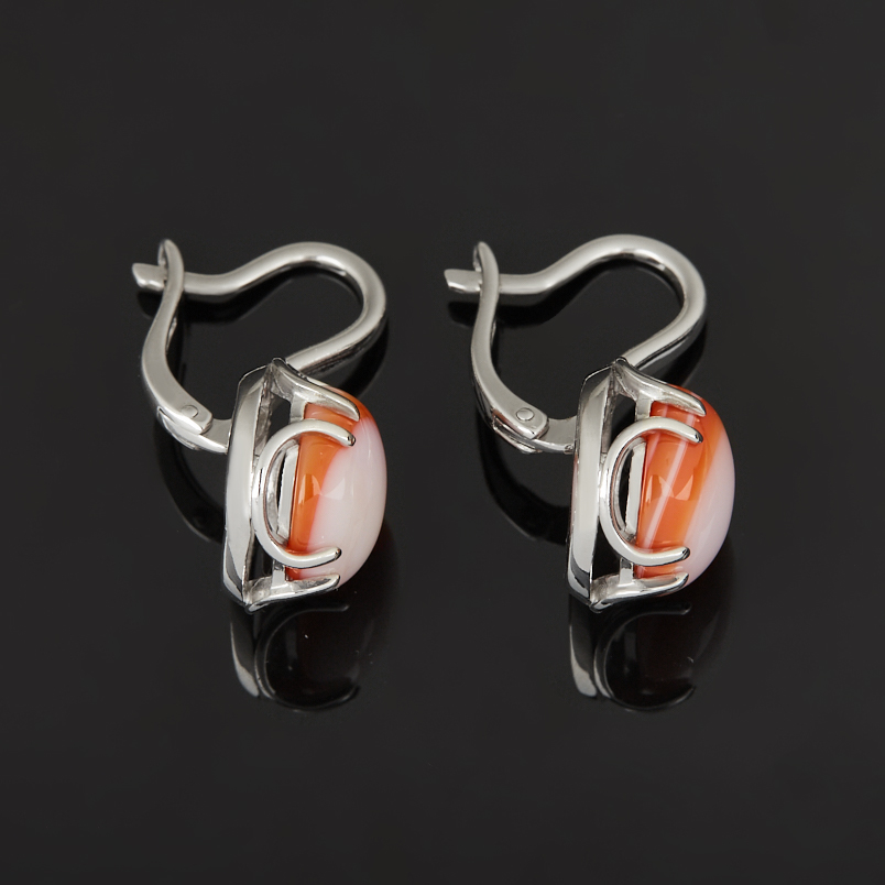 Серьги сердолик Ботсвана (серебро 925 пр. родир. бел.)