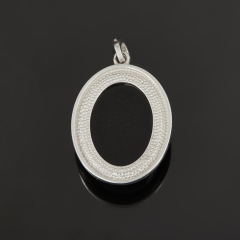 Кулон агат черный Бразилия (серебро 925 пр. родир. бел.) овал