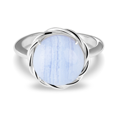 Кольцо агат голубой Намибия (серебро 925 пр. родир. бел.) размер 18,5