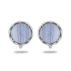 Серьги агат голубой Намибия (серебро 925 пр. родир. бел.)