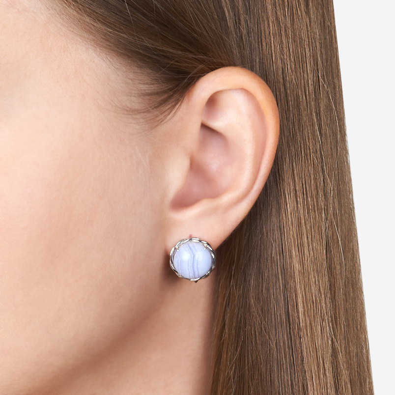 Серьги агат голубой Намибия (серебро 925 пр. родир. бел.)