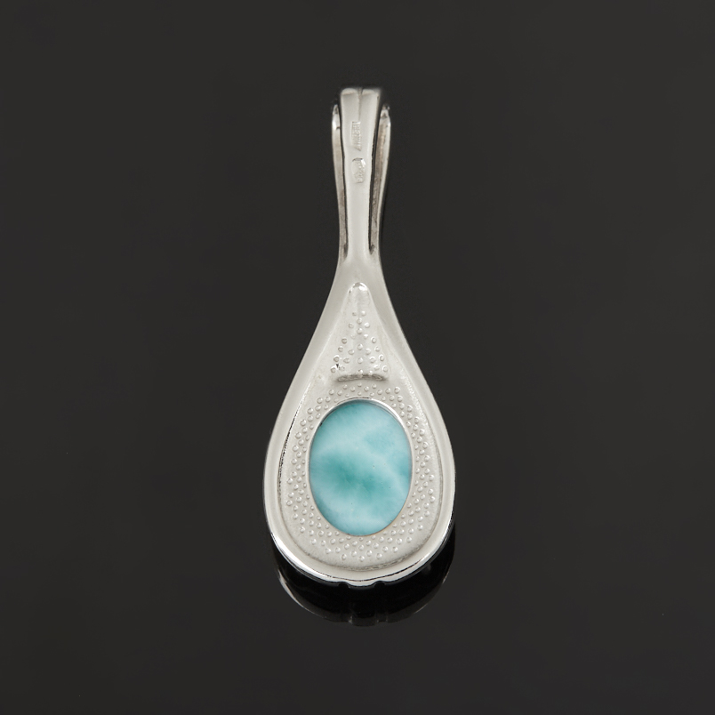 Кулон ларимар Доминиканская Республика (серебро 925 пр. родир. бел.) овал