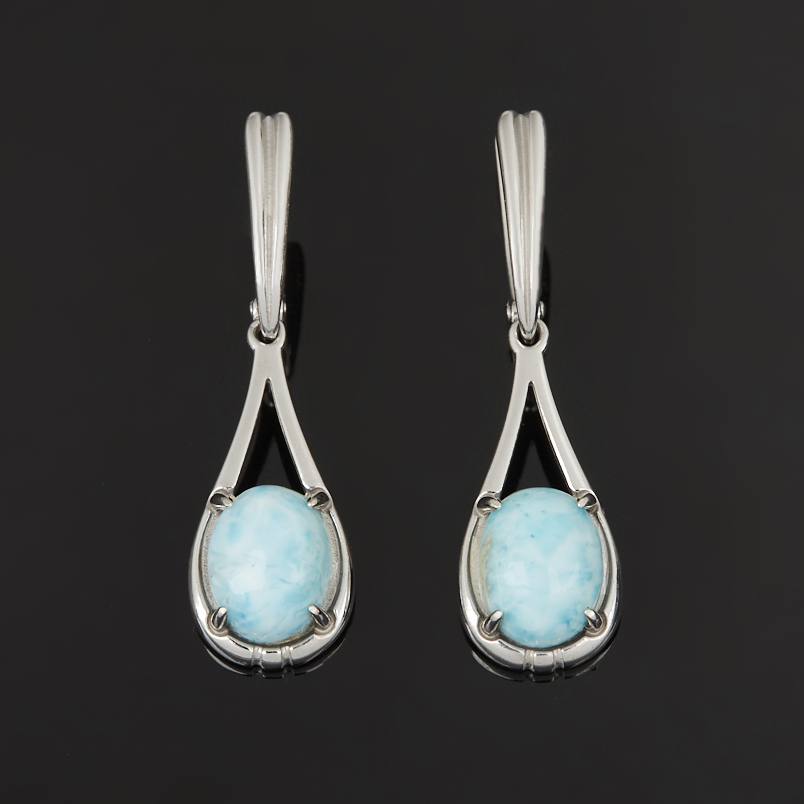 Серьги ларимар Доминиканская Республика (серебро 925 пр. родир. бел.)