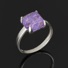 Кольцо чароит Россия (серебро 925 пр. родир. бел.) размер 18,5