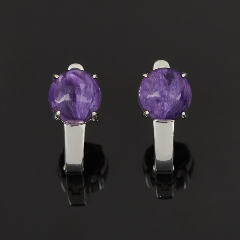 Серьги чароит Россия (серебро 925 пр. родир. бел.)