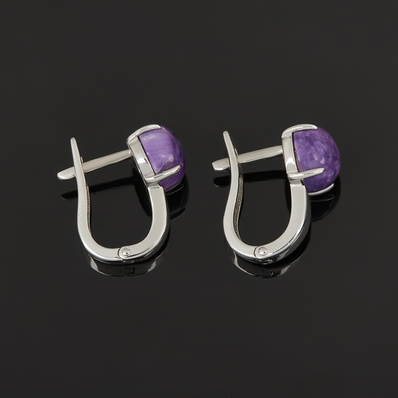 Серьги чароит Россия (серебро 925 пр. родир. бел.)