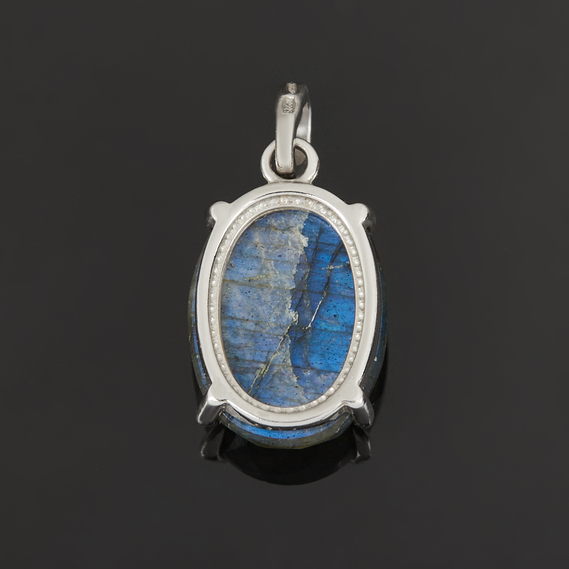 Кулон лабрадор Мадагаскар (серебро 925 пр. родир. бел.) овал огранка