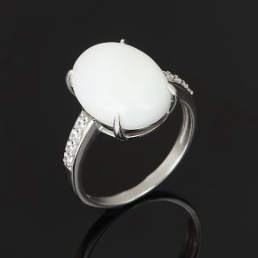 Кольцо перламутр белый Индонезия (серебро 925 пр. родир. бел.) размер 18,5