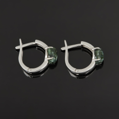 Серьги клинохлор (серафинит) Россия (серебро 925 пр. родир. бел.)