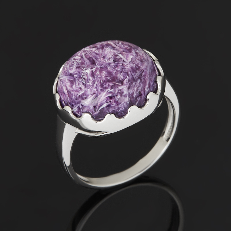 Кольцо чароит Россия (серебро 925 пр. родир. бел.) размер 18,5