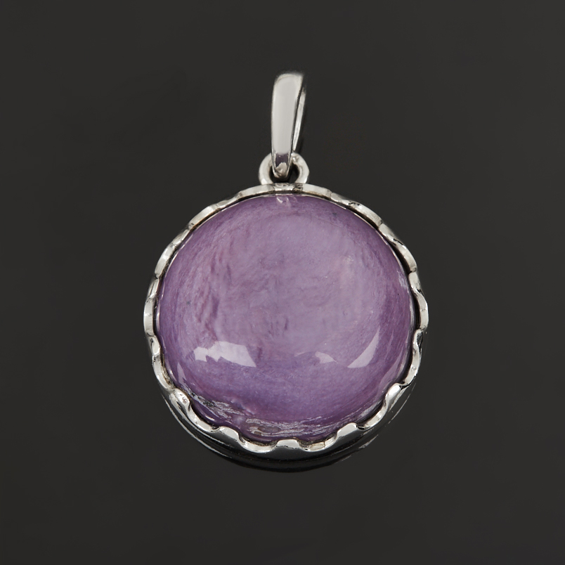 Кулон чароит Россия (серебро 925 пр. родир. бел.) круг