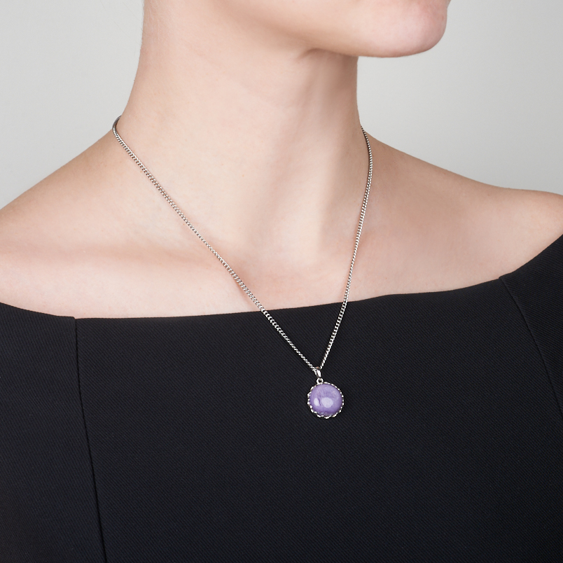 Кулон чароит Россия (серебро 925 пр. родир. бел.) круг