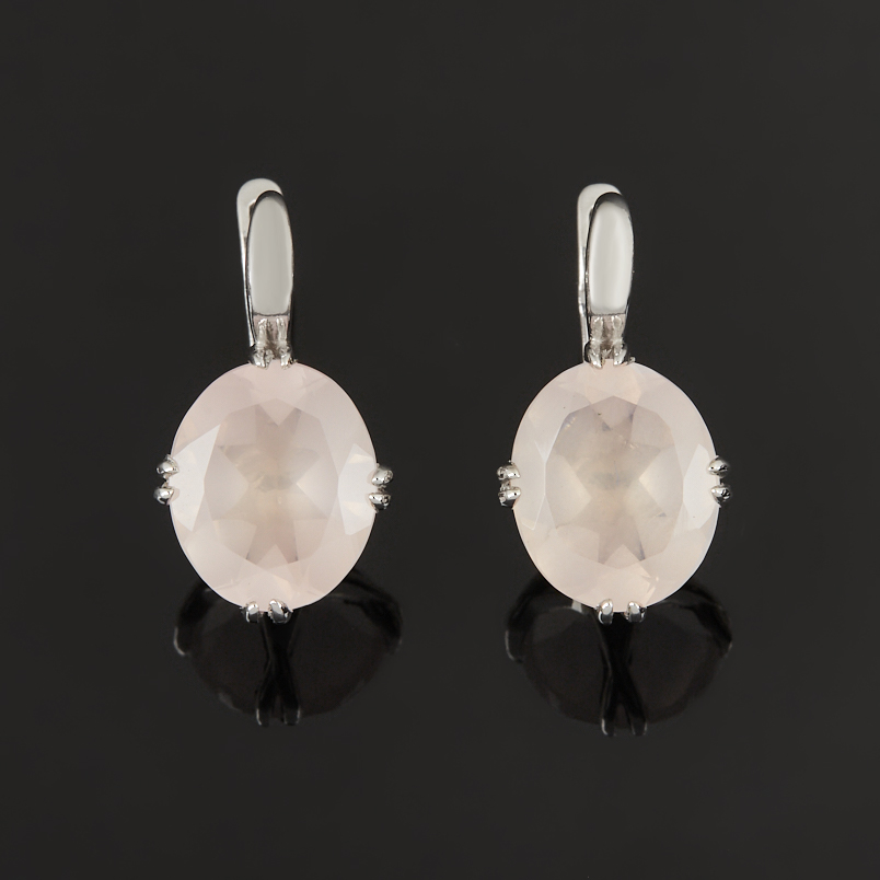 Серьги розовый кварц Бразилия (серебро 925 пр. родир. бел.) огранка