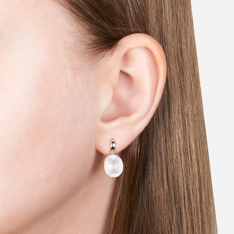 Серьги розовый кварц Бразилия (серебро 925 пр. родир. бел.) огранка