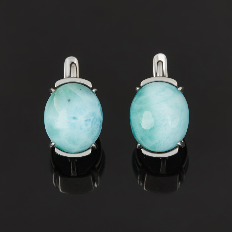 Серьги ларимар Доминиканская Республика (серебро 925 пр. родир. бел.)