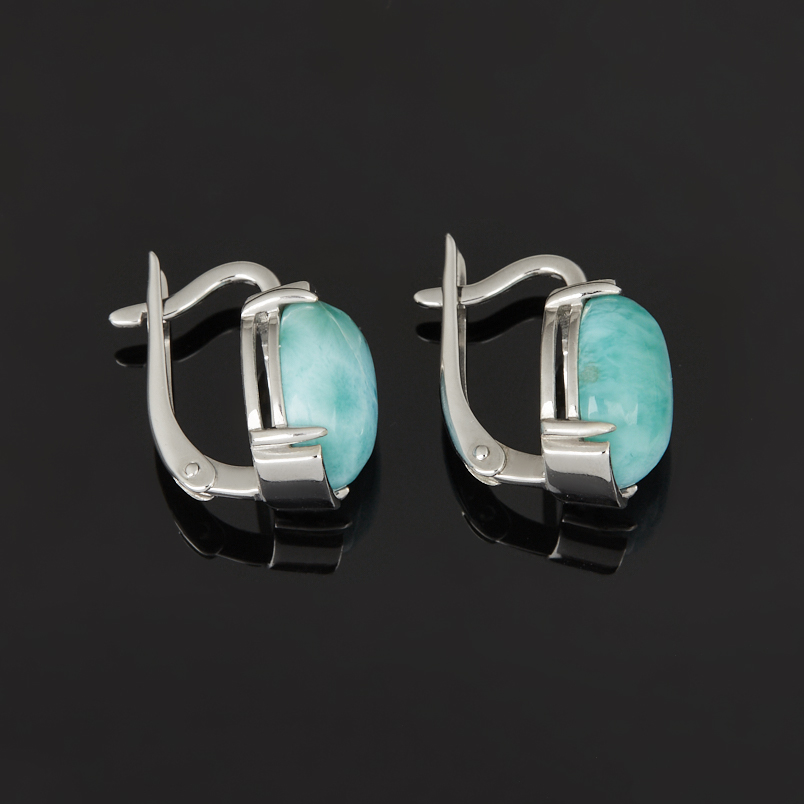 Серьги ларимар Доминиканская Республика (серебро 925 пр. родир. бел.)