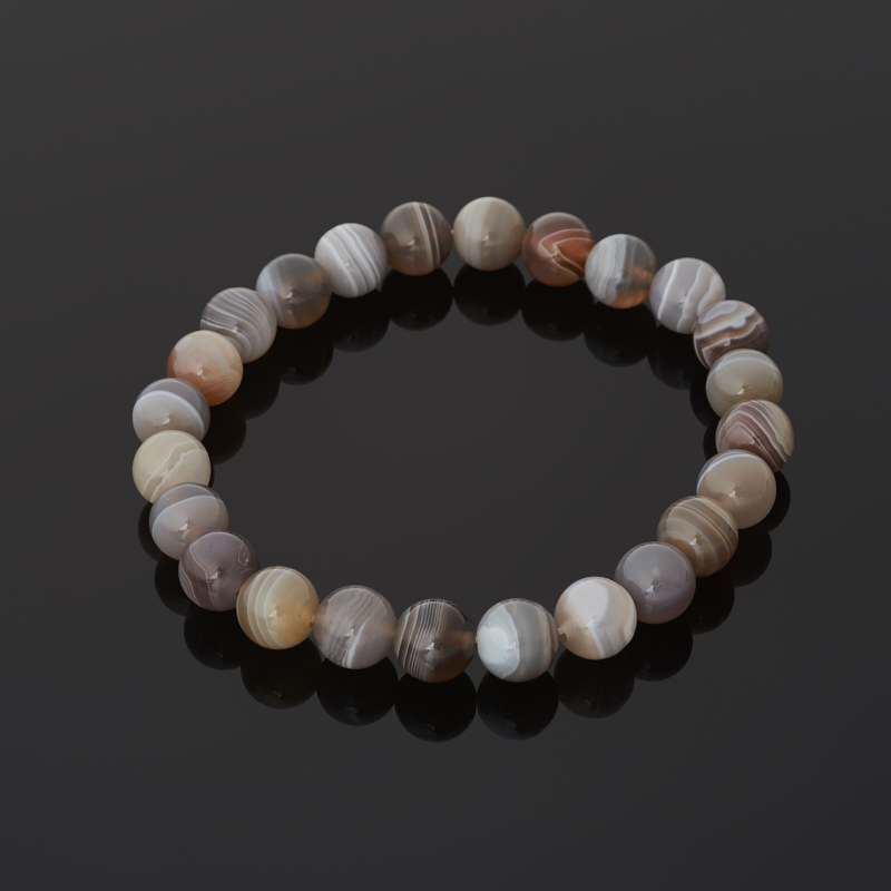 Браслет агат серый Ботсвана 8 мм 18 см