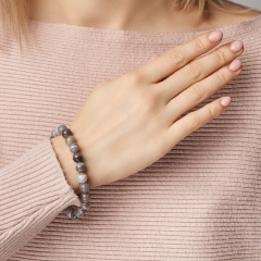 Браслет агат серый Ботсвана 8 мм 18 см