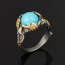 Кольцо бирюза США (серебро 925 пр. позолота, родир. черн.) размер 17,5