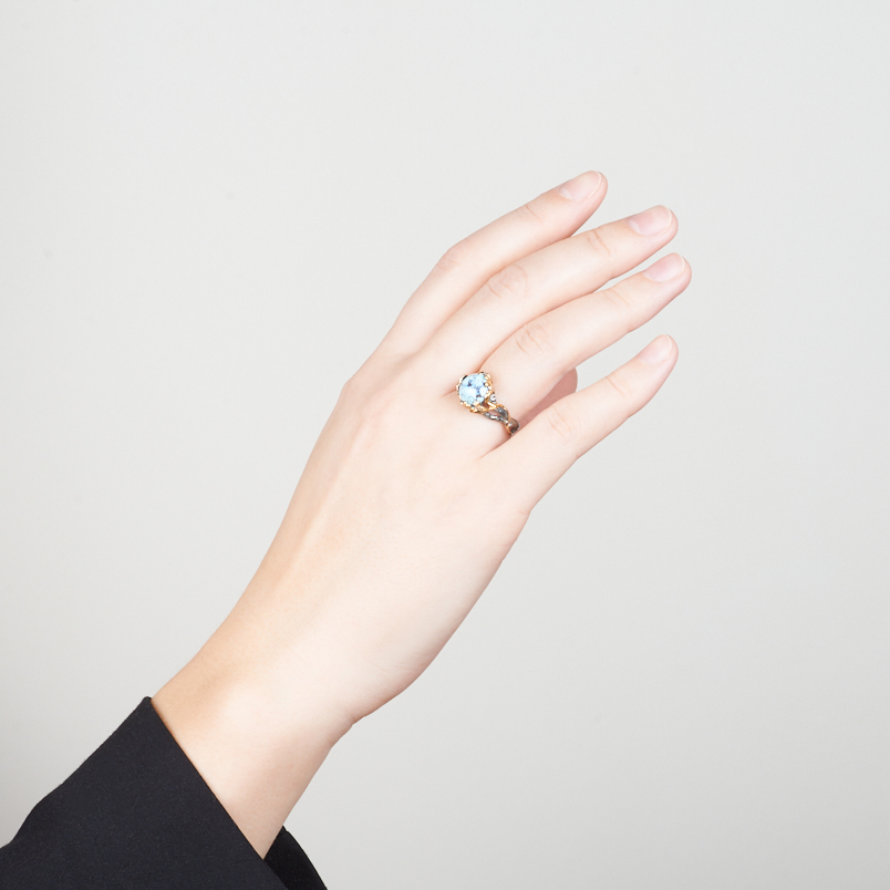 Кольцо бирюза Казахстан (серебро 925 пр. родир. черн. позолота) размер 18,5