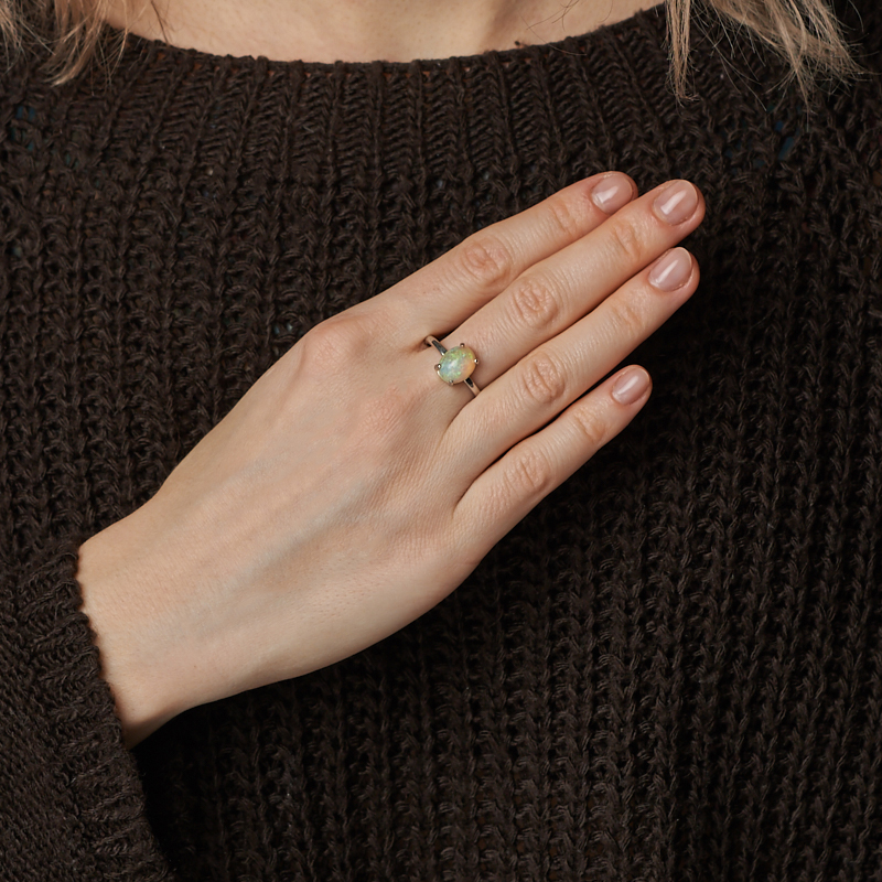 Кольцо опал благородный желтый Эфиопия (серебро 925 пр.) размер 17,5