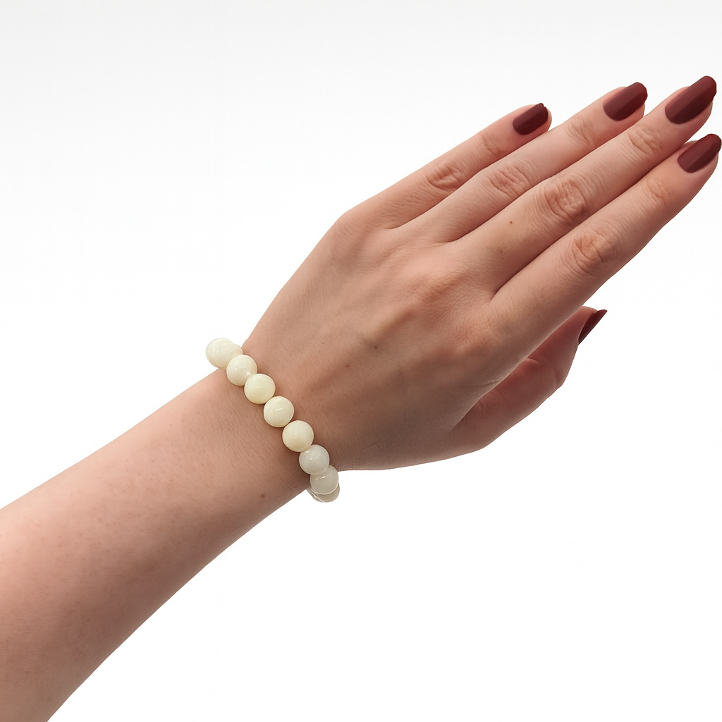 Браслет перламутр белый Индонезия 10 мм 18 см