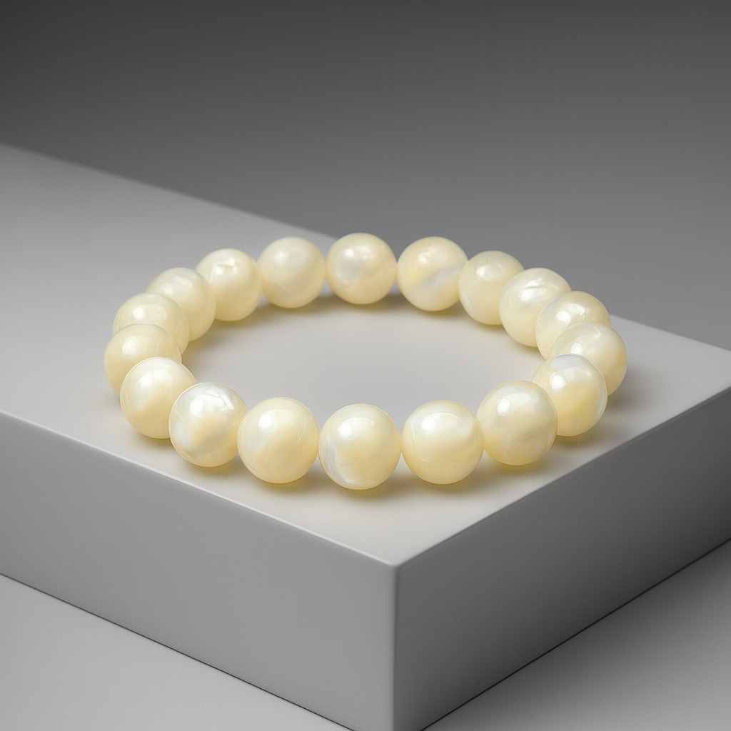 Браслет перламутр белый Индонезия 10 мм 18 см