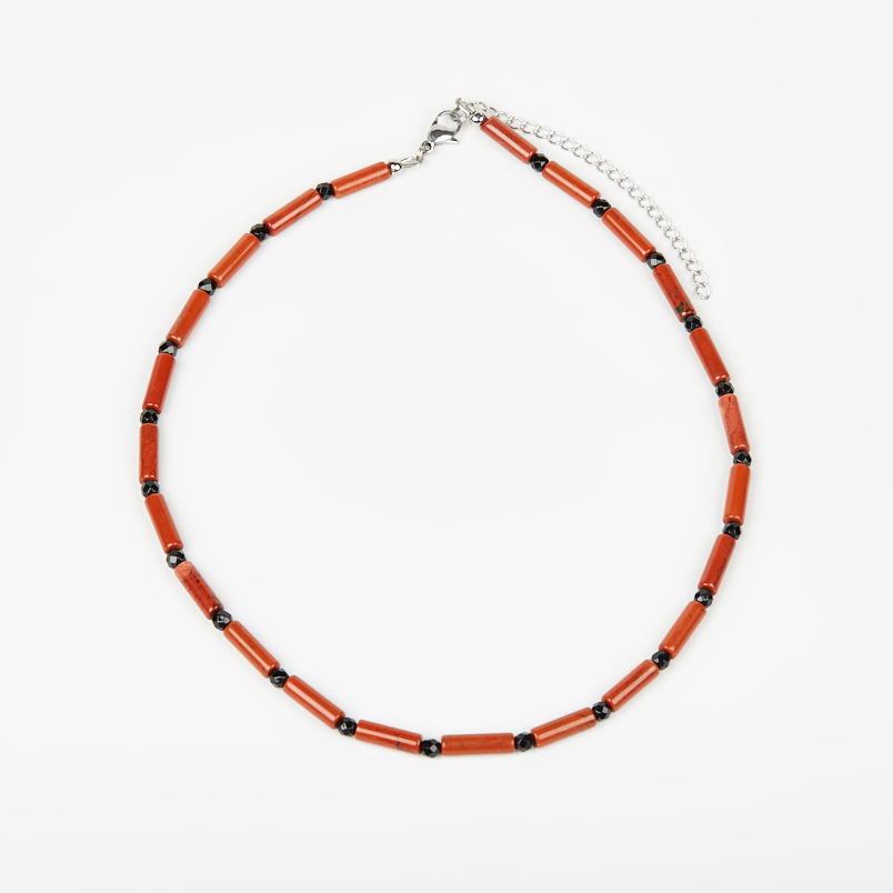 Бусы микс агат, яшма (сталь хир.) 42&nbsp;см (+7&nbsp;см)