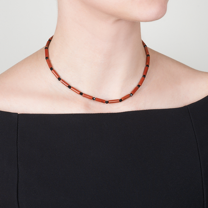 Бусы микс агат, яшма (сталь хир.) 42&nbsp;см (+7&nbsp;см)