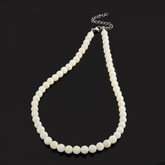 Бусы перламутр белый Индонезия (сталь хир.) 8 мм 52 см (+7 см)