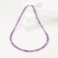 Бусы аметист Бразилия (сталь хир.) огранка 4 мм 42 см (+7 см)