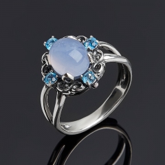 Кольцо агат сапфирин Намибия (серебро 925 пр. оксидир.) размер 18,5