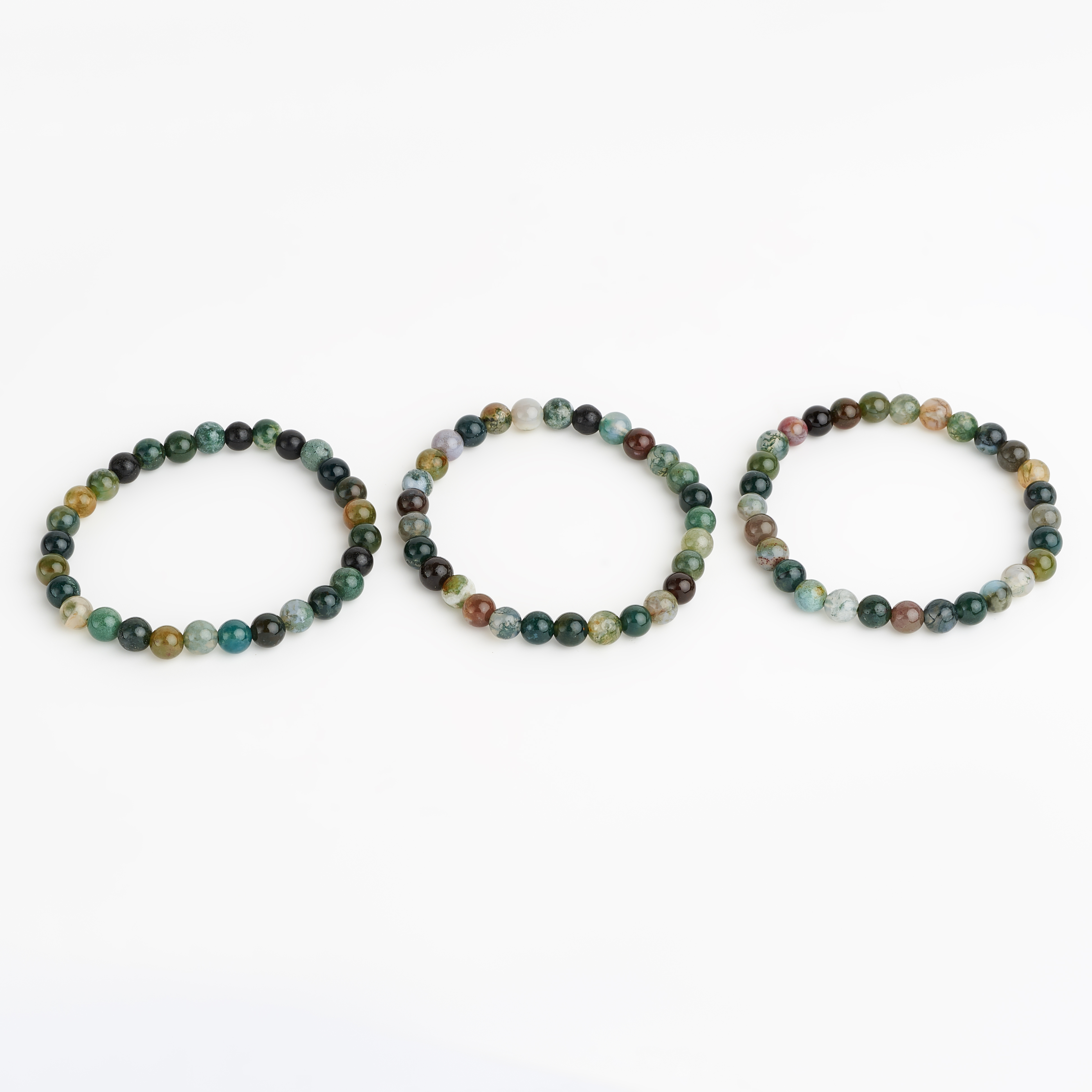 Браслет агат моховой Индия 6 мм 18 см