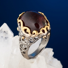 Кольцо турмалин розовый (рубеллит) Россия (серебро 925 пр. позолота, родир. сер.) размер 17