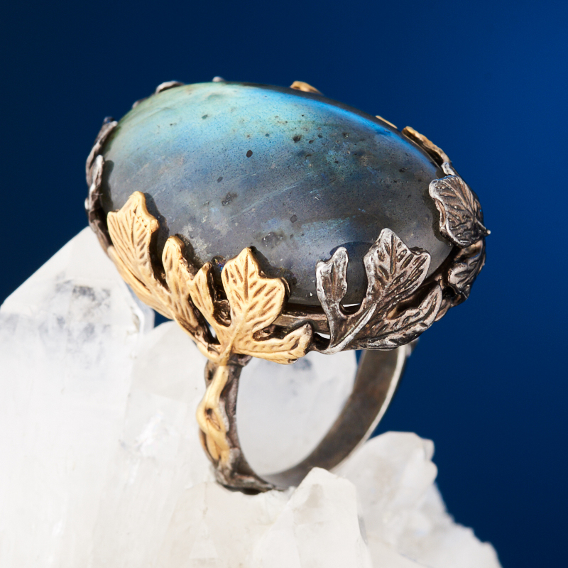 Кольцо лабрадор Финляндия (серебро 925 пр. позолота, родир. черн.) размер 18,5