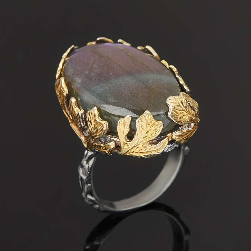 Кольцо лабрадор Финляндия (серебро 925 пр. позолота, родир. черн.) размер 18,5