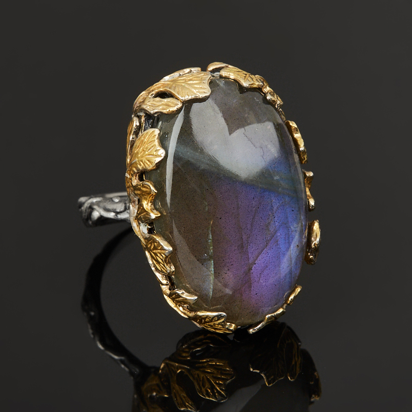 Кольцо лабрадор Финляндия (серебро 925 пр. позолота, родир. черн.) размер 18,5