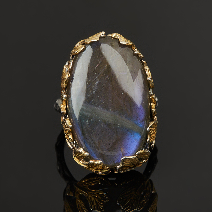 Кольцо лабрадор Финляндия (серебро 925 пр. позолота, родир. черн.) размер 18,5