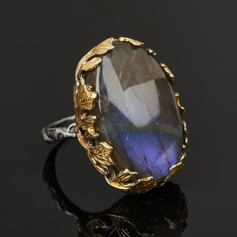 Кольцо лабрадор Финляндия (серебро 925 пр. позолота, родир. черн.) размер 18,5