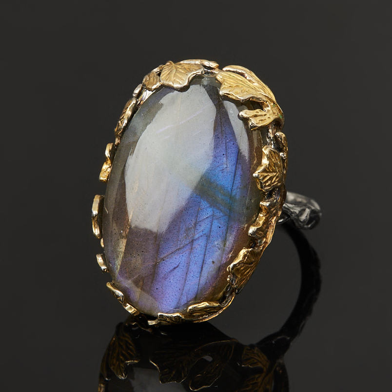 Кольцо лабрадор Финляндия (серебро 925 пр. позолота, родир. черн.) размер 18,5