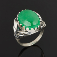 Кольцо жадеит Россия (серебро 925 пр. оксидир.) размер 17,5