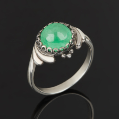 Кольцо жадеит Россия (серебро 925 пр. оксидир.) размер 16,5