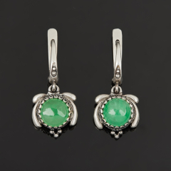 Серьги жадеит Россия (серебро 925 пр. оксидир.)