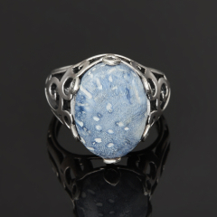 Кольцо коралл синий Индонезия (серебро 925 пр.) размер 17,5