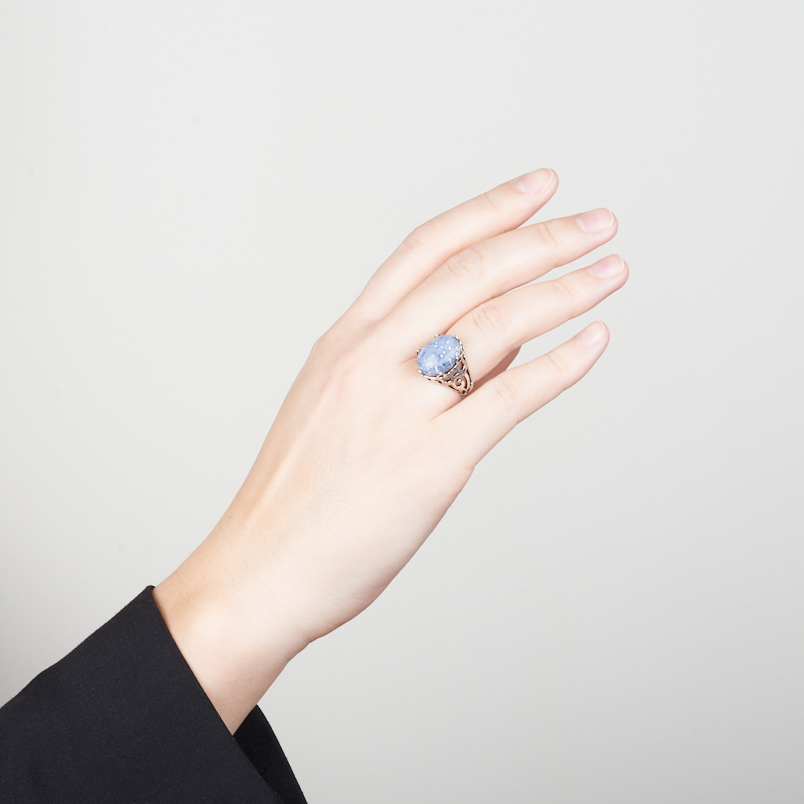 Кольцо коралл синий Индонезия (серебро 925 пр.) размер 17,5